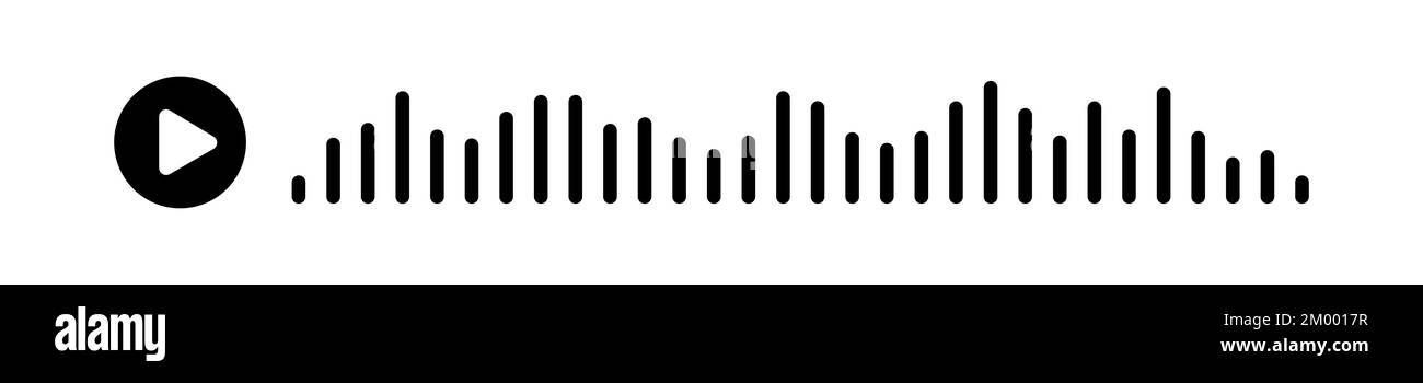 Audiowelle. Symbol klingt nach einem Lied. EQ. Podcast-Welle. Symbole auf isoliertem Hintergrund. Sprachnachricht. Vektordarstellung. Stock Vektor