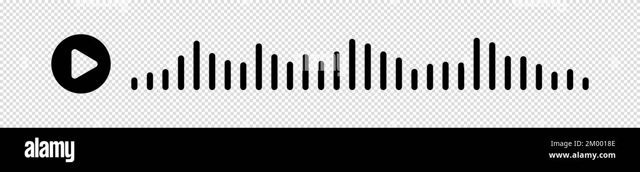 Audiowelle. Symbol klingt nach einem Lied. EQ. Podcast-Welle. Symbole auf isoliertem Hintergrund. Sprachnachricht. Vektordarstellung. Stock Vektor