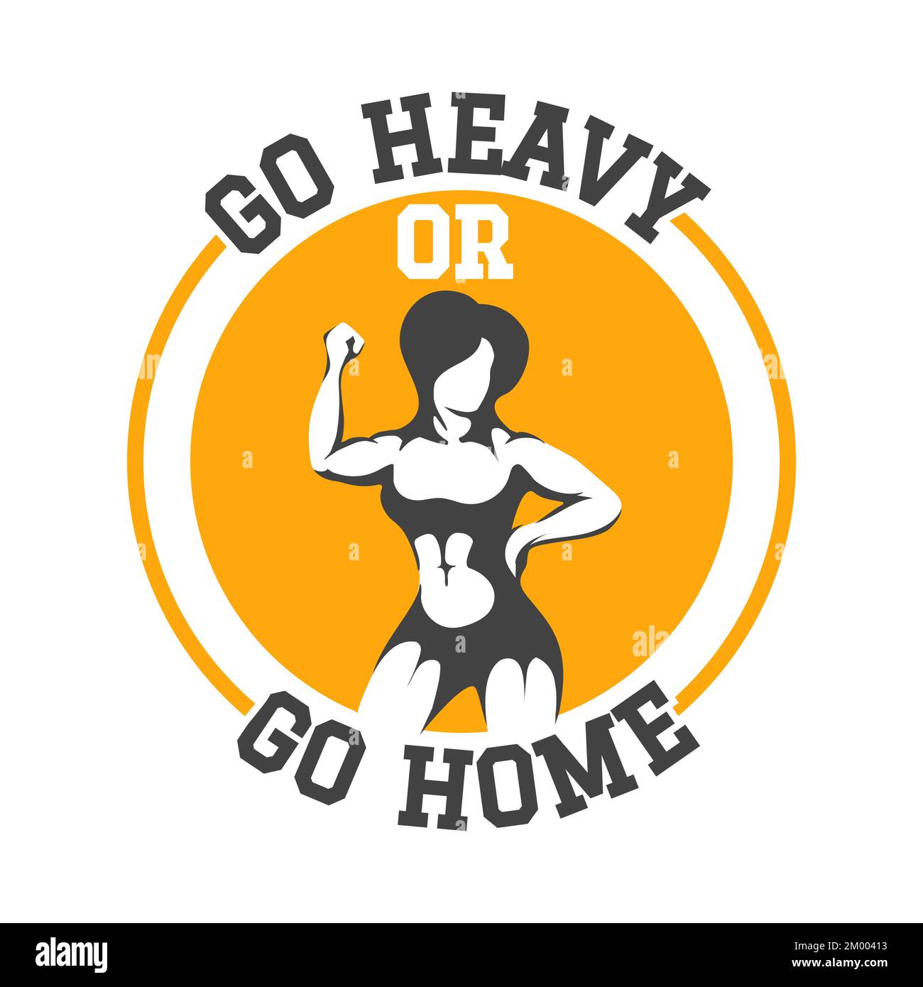 Fitness Club Emblem mit Athletic Woman isoliert auf Weiß. Vektordarstellung Stock Vektor