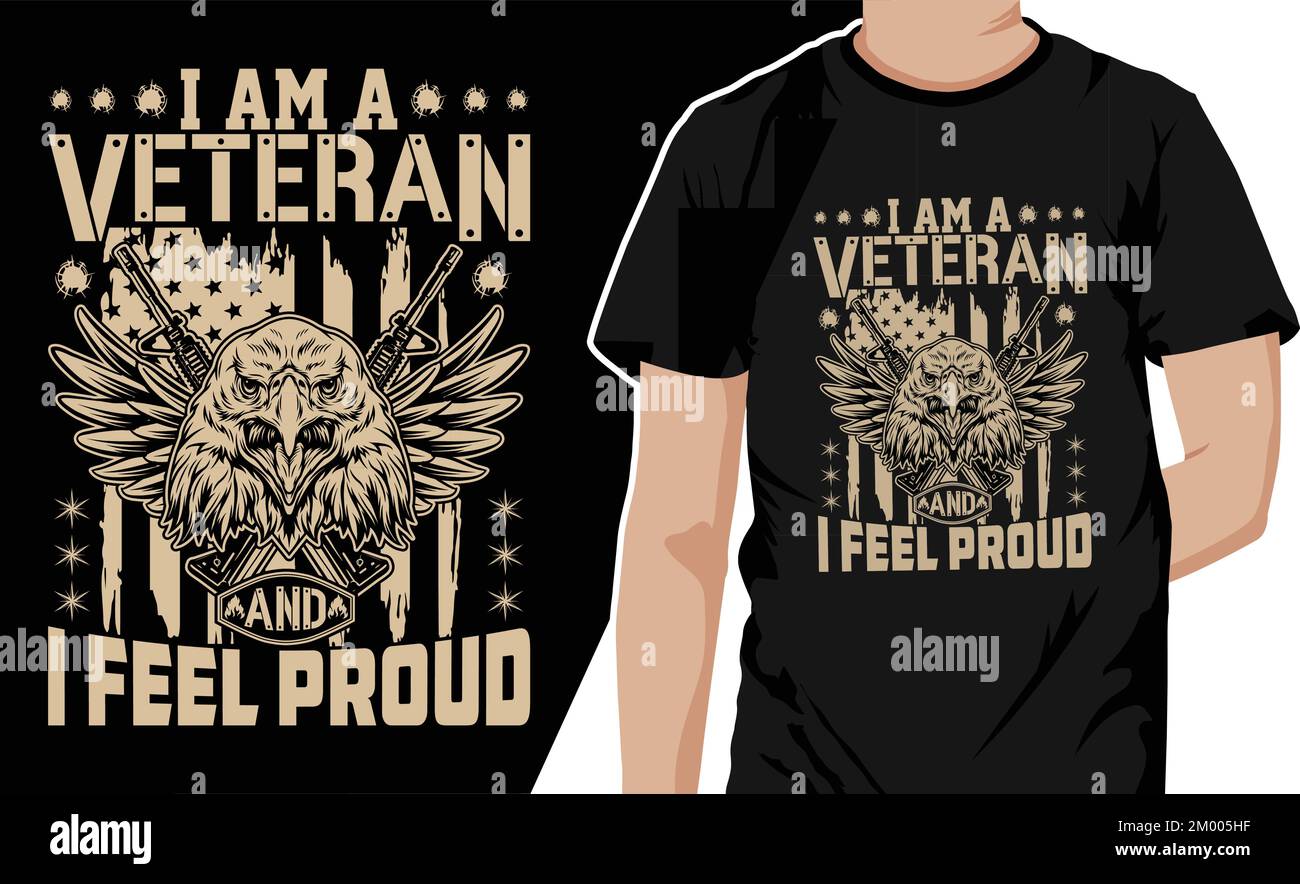 Ich bin ein stolzer Veteran, alter Mann Veteranenhemd. amerikanisches Soldaten-T-Shirt mit US-Grunge-Flagge und amerikanischer Armee. Stolzes US-Militärvektor-T-Shirt Stock Vektor