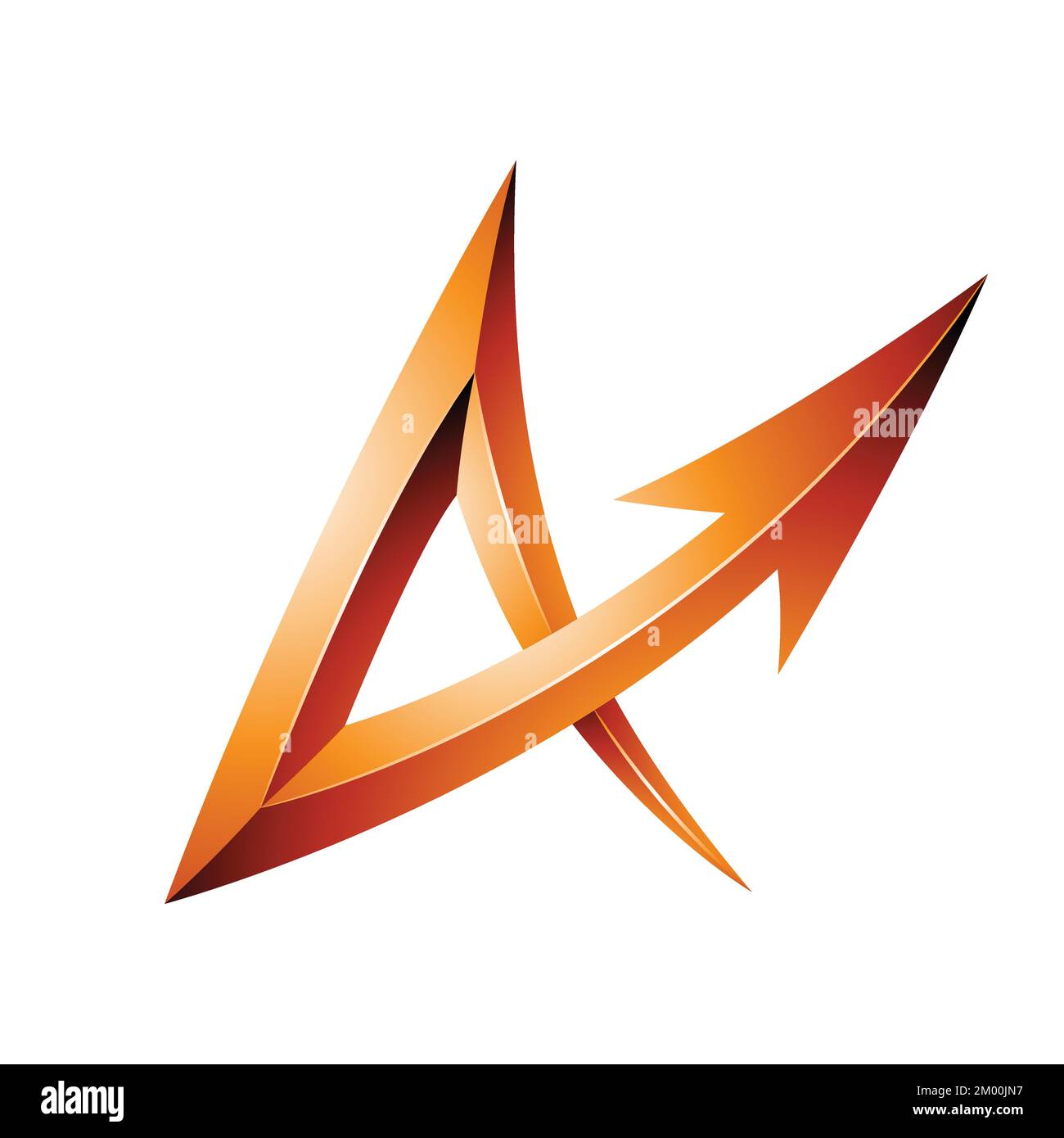 Abbildung: Geprägter orangefarbener Pfeilbuchstabe A isoliert auf weißem Hintergrund Stock Vektor