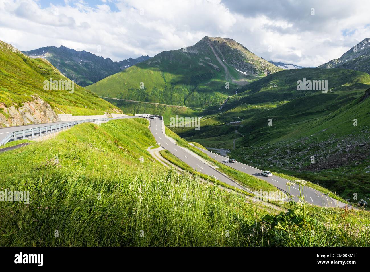 Mountain Pass Road, Oberalp Pass, Canton Graubuenden, Schweiz Stockfoto