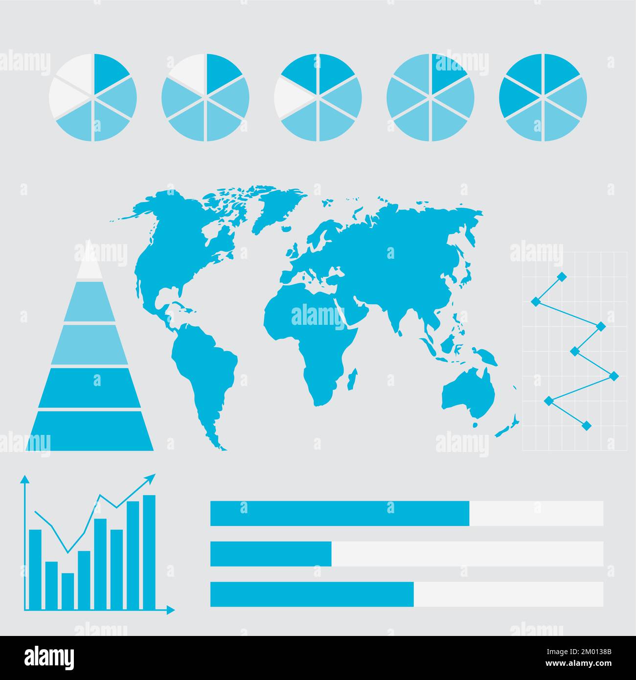 Infografik mit Weltkarte und Grafik. Vektordarstellung. Symbol für Geschäftsdiagramm, globale Technologieoption, Infografik-Zeitleiste, international Stock Vektor