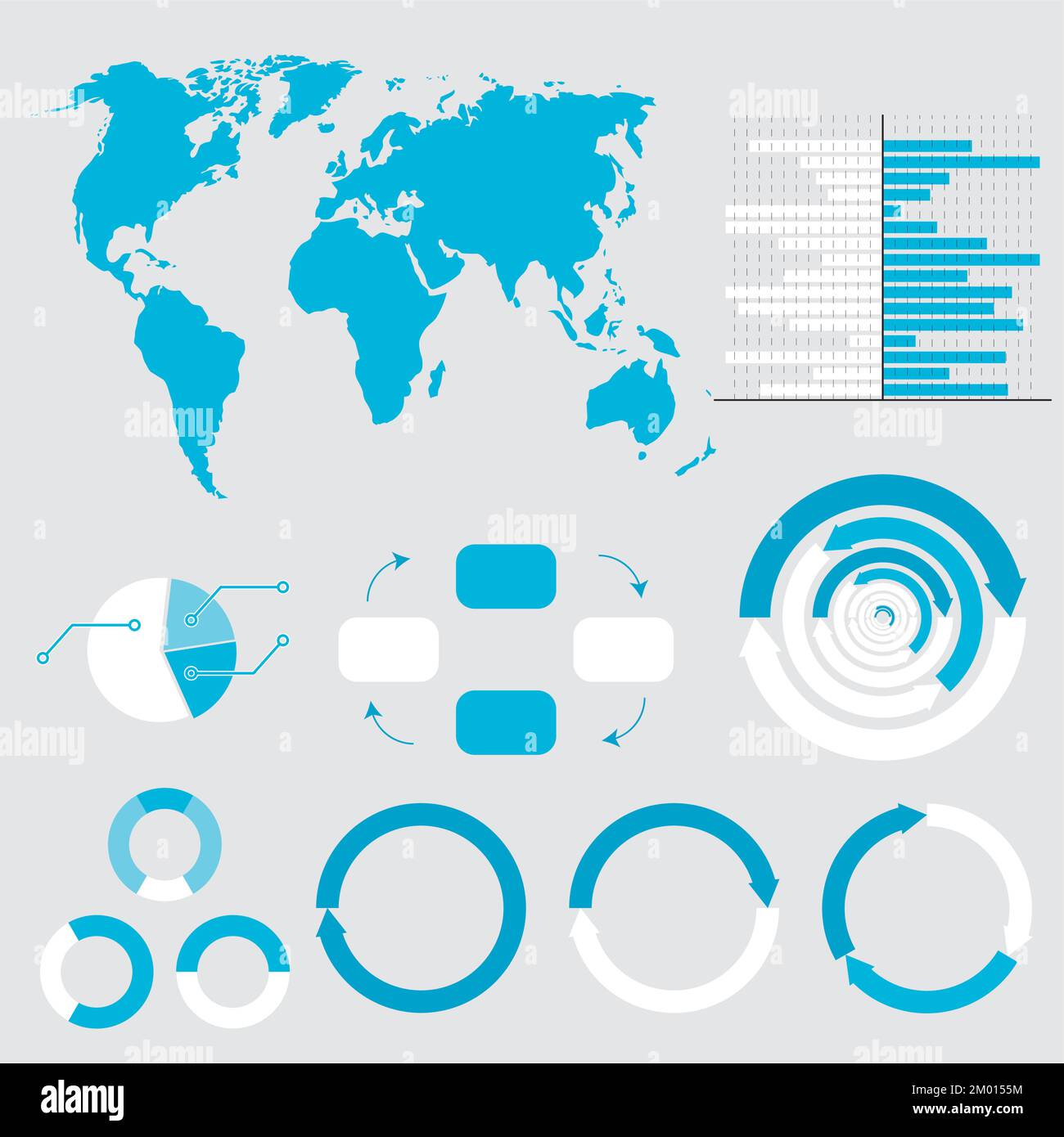 Dashboard mit Statistikdiagramm und Grafik zur Weltkarte. Vektordarstellung. Infografik-Daten der Globe, Weltkarte, grafische Darstellung des Berichts, Computer-pe Stock Vektor