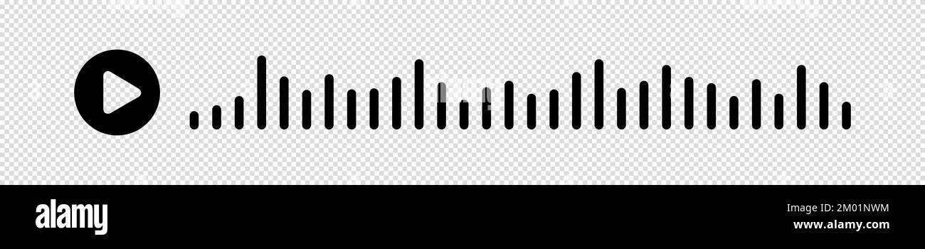 Audiowelle. Symbol klingt nach einem Lied. EQ. Podcast-Welle. Symbole auf isoliertem Hintergrund. Sprachnachricht. Vektordarstellung. Stock Vektor