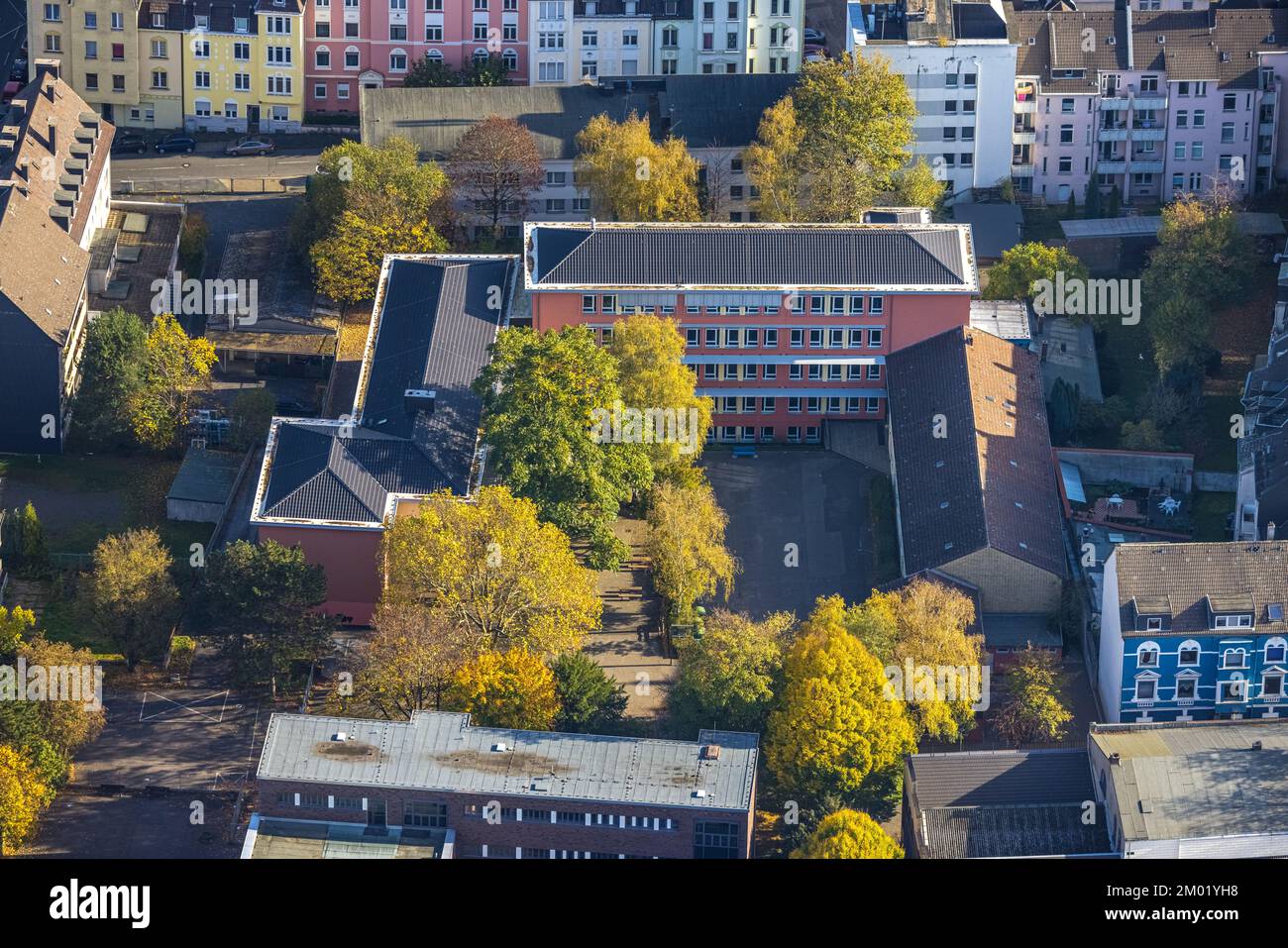 Luftaufnahme, Realschule Haspe, Haspe, Hagen, Ruhrgebiet, Nordrhein-Westfalen, Deutschland, Bildung, Bildungseinrichtung, DE, Europa, Lehrinstitut Stockfoto