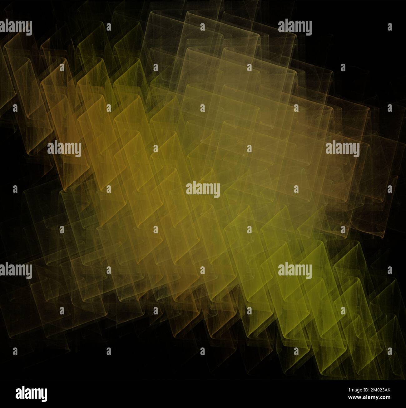 Abstrakter Hintergrund von hellen orange-gelben Linien auf schwarzem Hintergrund, neuronales Netz, Design Stockfoto