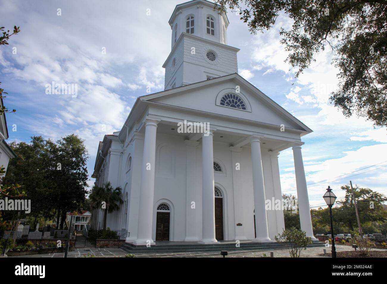 Blick auf die zweite Presbyterian Church in Charleston, South Carolina Stockfoto