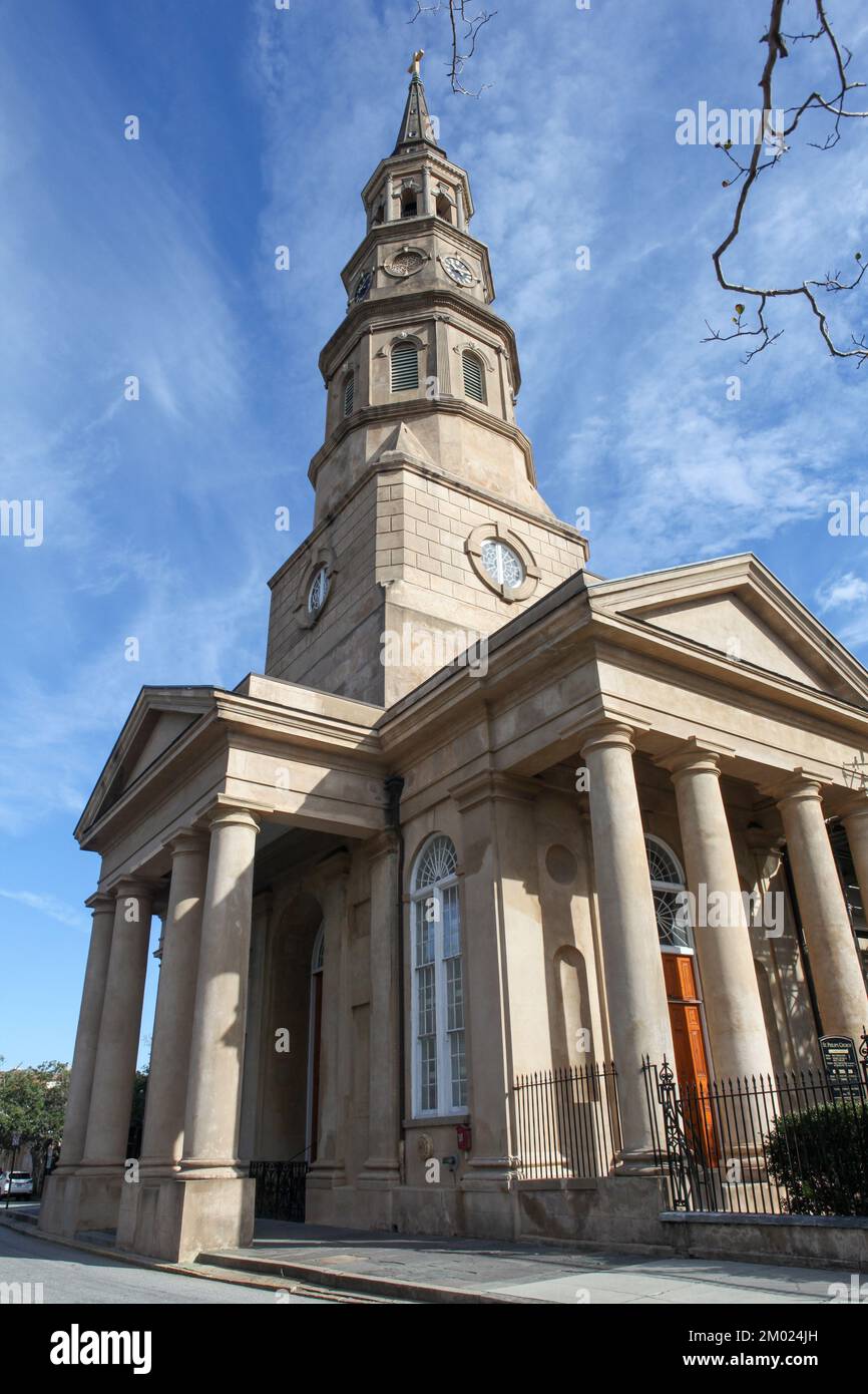 Blick auf St. Philip's Church in Charleston, South Carolina Stockfoto