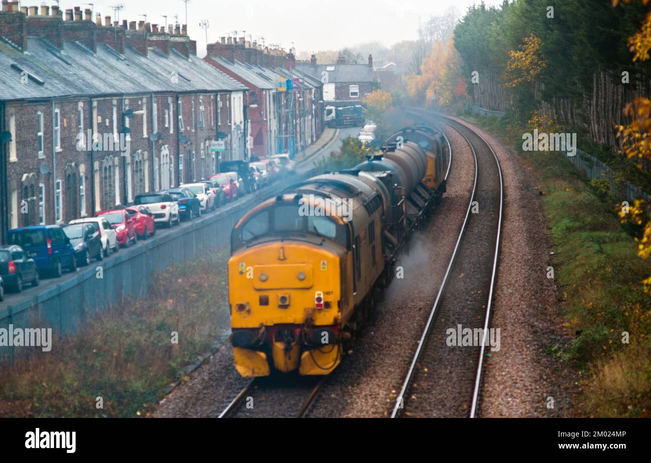 Rail Head Treatment Train in Scarborough Terrace fährt nach Scarborough, York, England Stockfoto