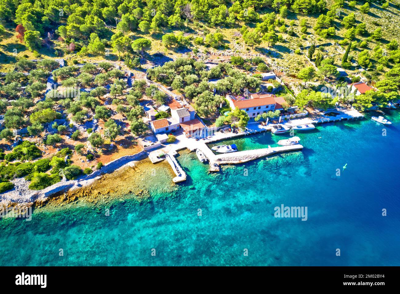 Katina Insel schmalen Meer Passage im Nationalpark Kornaten, Archipel von Dalmatien, Kroatien Stockfoto