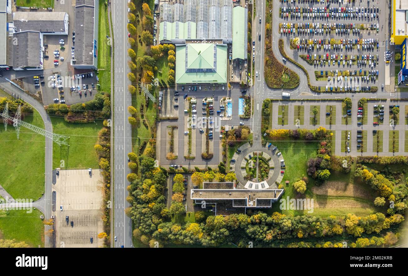 Luftaufnahme, Mercure Hotel Kamen Unna, Kreisparkplatz, Industriegebiet Unna/Kamen, Südkam, Kamen, Ruhrgebiet, Nordrhein-Westfalen, Deutschland Stockfoto