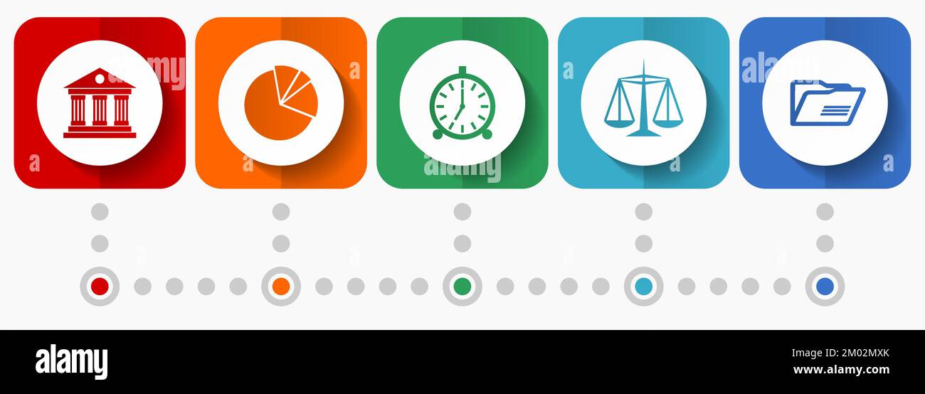 Vektorsymbole für den Bildungsbereich, Webschaltflächen-Kollektion für Schulflächen, Infografik-Vorlage für Geschäftskonzepte Stock Vektor