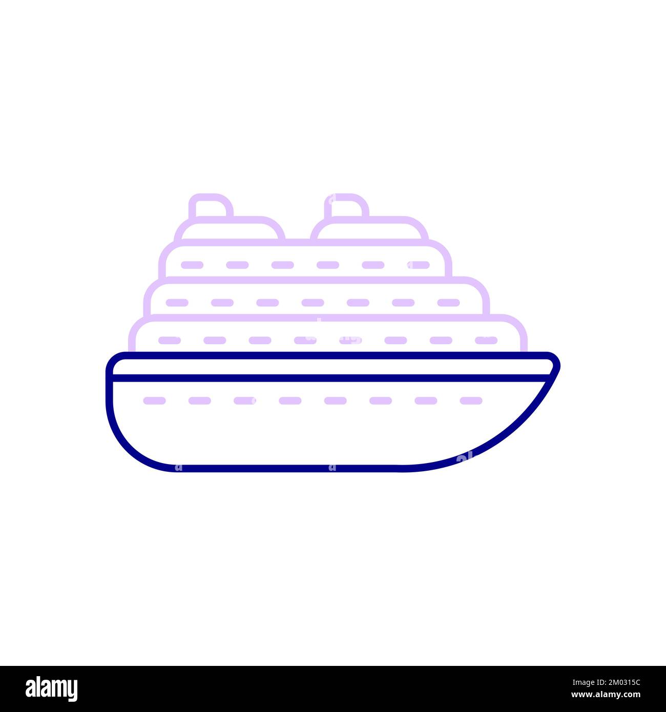 Kreuzfahrt-Symbol, Reisen Sie mit einer Luxusyacht durch den Ozean. Stock Vektor