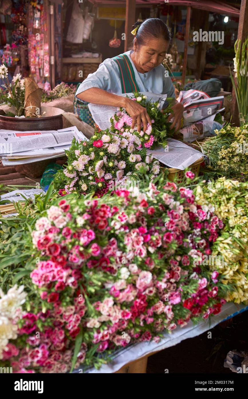 Lokaler Markt Inle Lake Myanmar Stockfoto