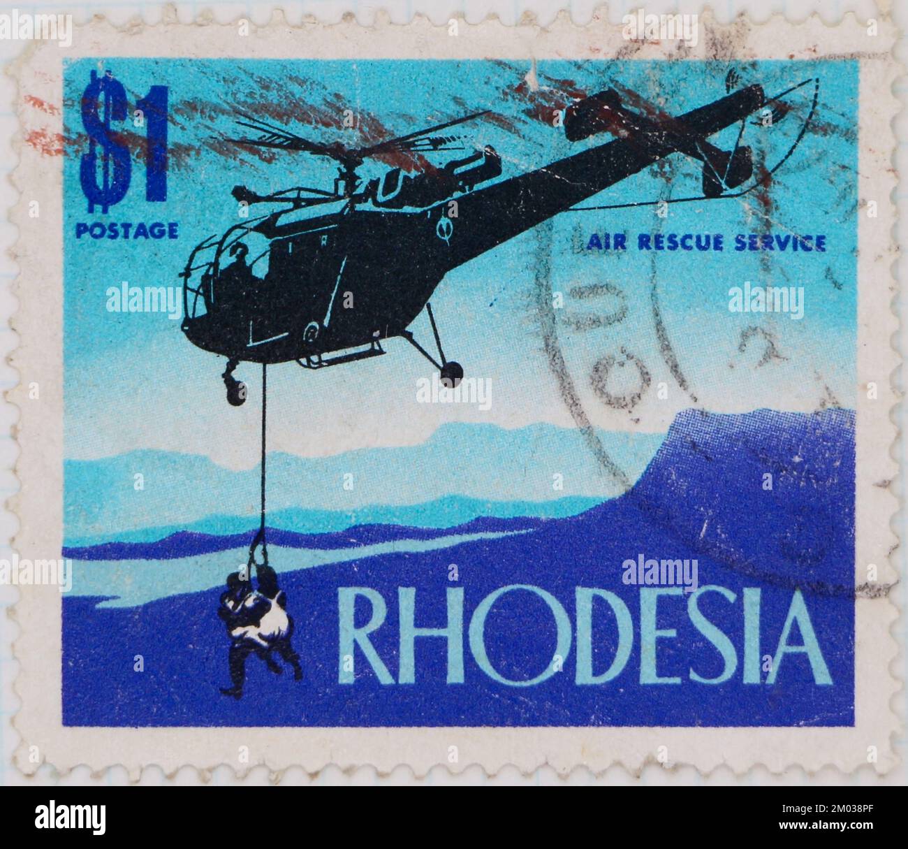 Foto einer Briefmarke von Rhodesia Air Rescue Decimal Currency Definitives 1970-1973 Series Stockfoto