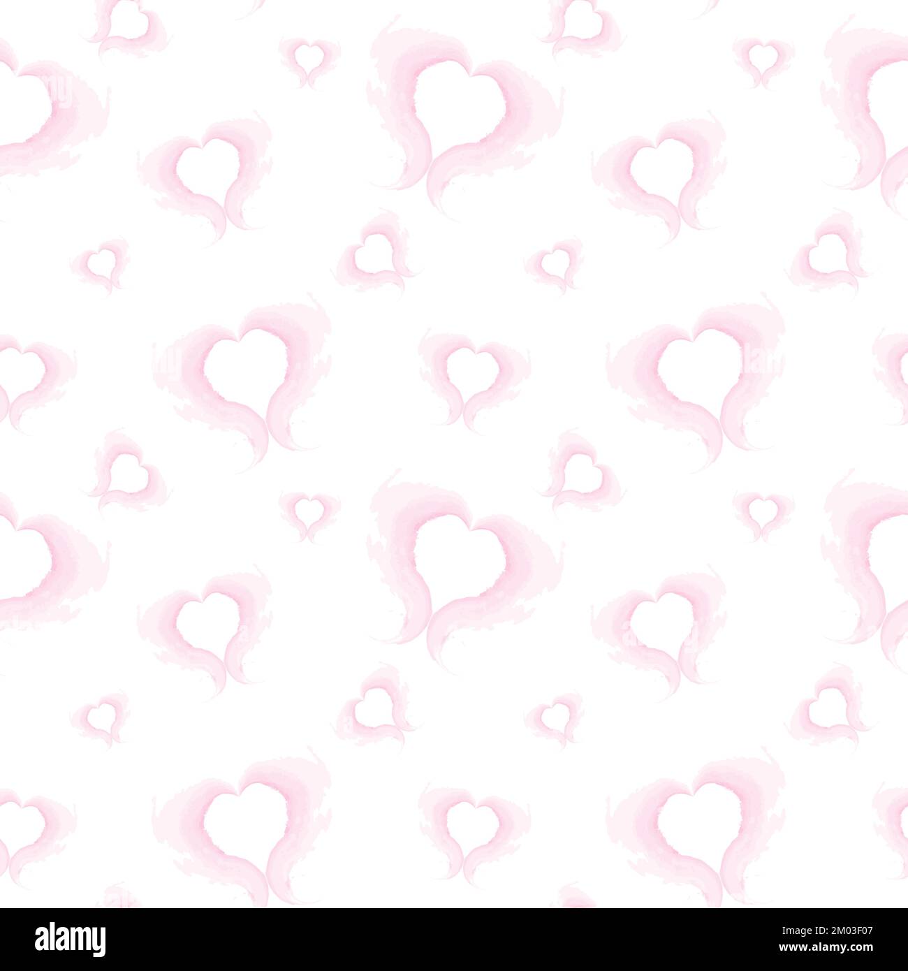 Endlose abstrakte Pinselstriche in Form von Herzen in zarten pinkfarbenen Farbtönen. Alles Gute Zum Valentinstag. Isolieren. Geeignet für Beschriftung, Hintergrund, Poster, Karten, Broschüren, Preis oder Etikett. EPS Stock Vektor