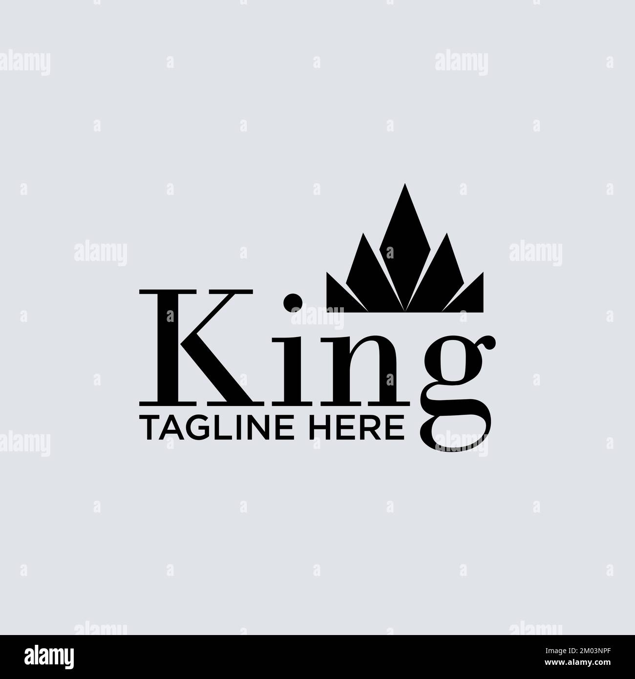 Word KING Serifenschriftart mit einzigartiger Krone von Queen Creative Premium Grafik Symbol Logo Design Abstraktes konzeptionsfreies Vektortypografie oder elegant Stock Vektor