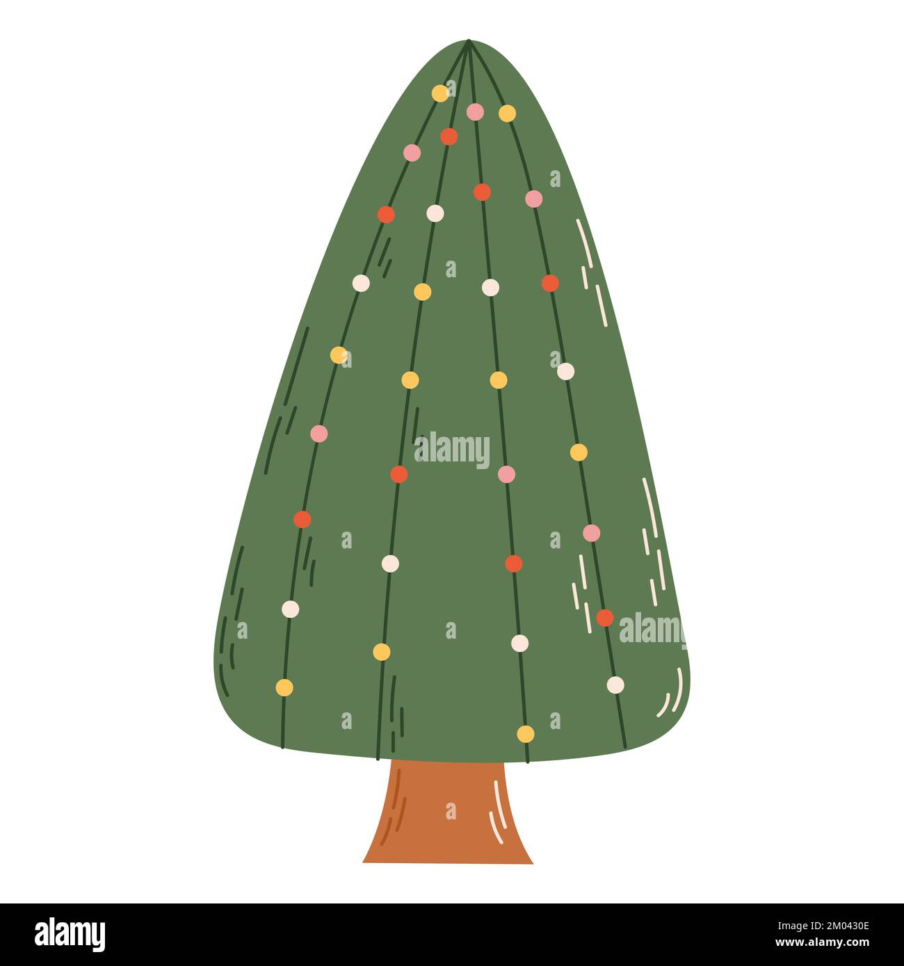 Weihnachtsbaum mit Dekorationen. Konzept für Weihnachten und Neujahr. Gut geeignet für Grußkarten, Einladungen, Banner, Webdesign Stock Vektor