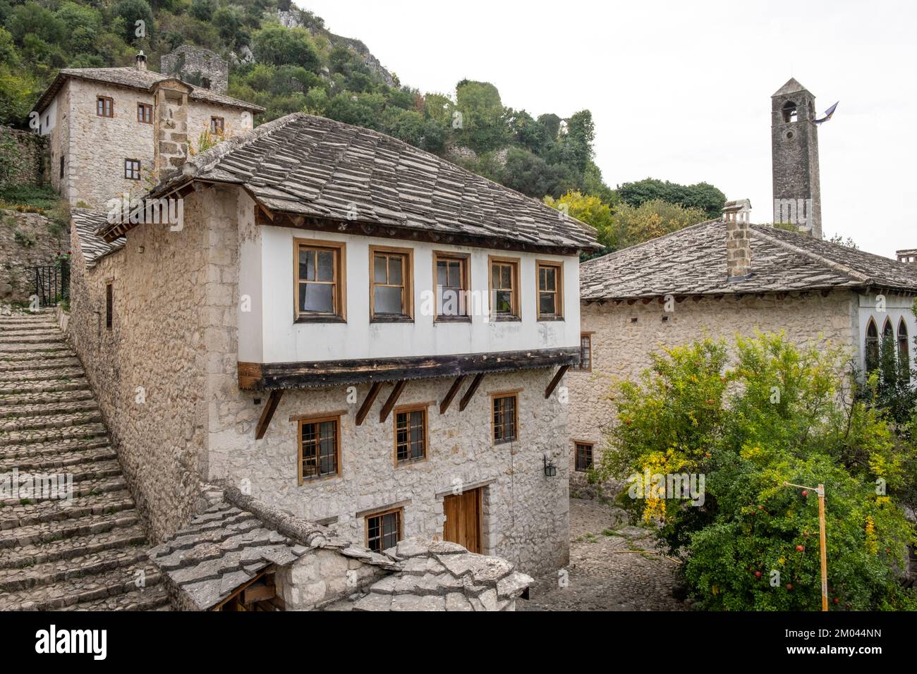 Althäuser in Pocitelj Village, Bosnien und Herzegowina Stockfoto