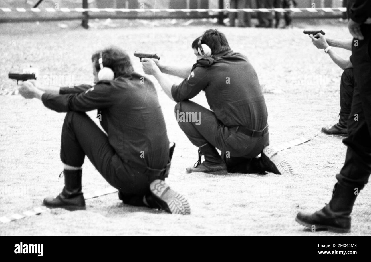 Schießerei auf die Polizei und die Spezialgruppe GSG 9 in einem Steinbruch in der Nähe von Menden, Deutschland, Europa, 15.6.1979 Stockfoto