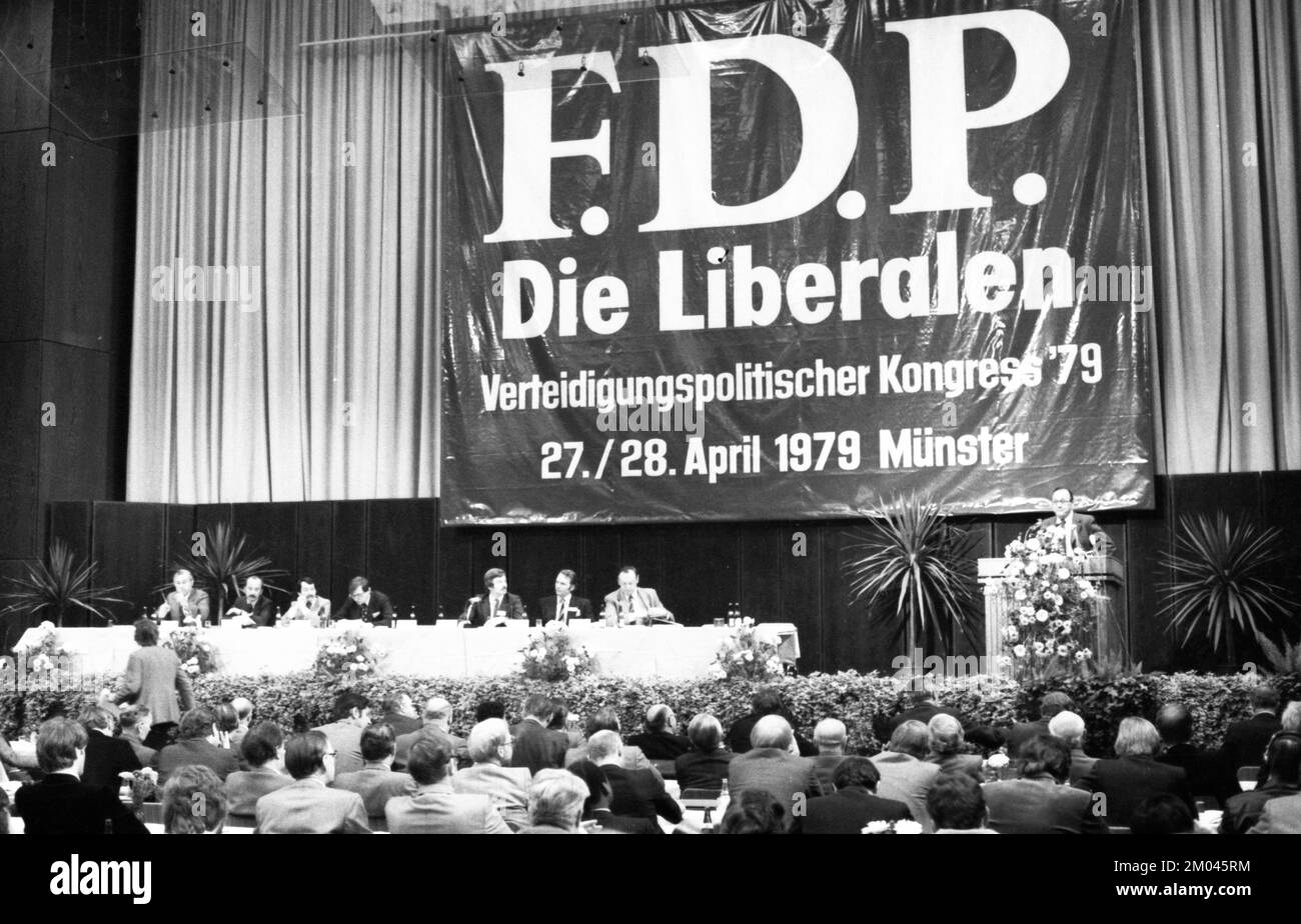 Verteidigungspolitischer Kongress der Freien Demokratischen Partei (FDP) am 27.4.1979 in Münster Stockfoto