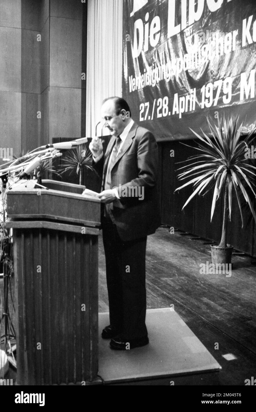 Verteidigungspolitischer Kongress der Freien Demokratischen Partei (FDP) am 27.4.1979 in Münster Stockfoto