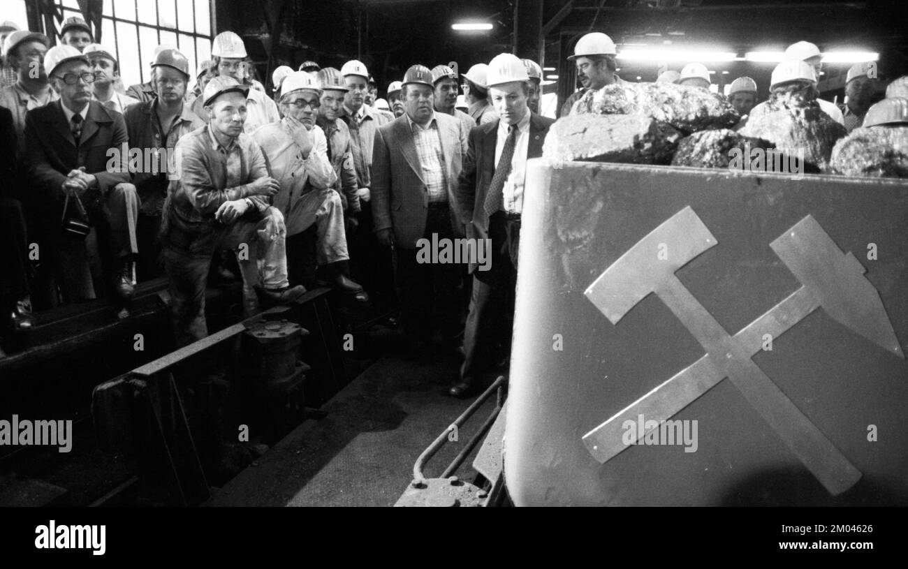 Mit dem letzten Hund beendete das Kohlebergwerk Waltrop seine Kohleförderung auf dem Kohlefeld am 29.06.1979 in Dortmund-Waltrop, Deutschland, Dortmund, Europa Stockfoto