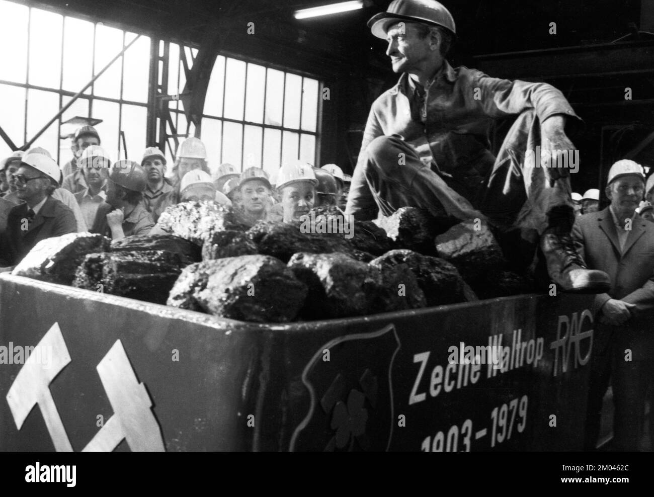 Mit dem letzten Hund beendete das Kohlebergwerk Waltrop seine Kohleförderung auf dem Kohlefeld am 29.06.1979 in Dortmund-Waltrop, Deutschland, Dortmund, Europa Stockfoto