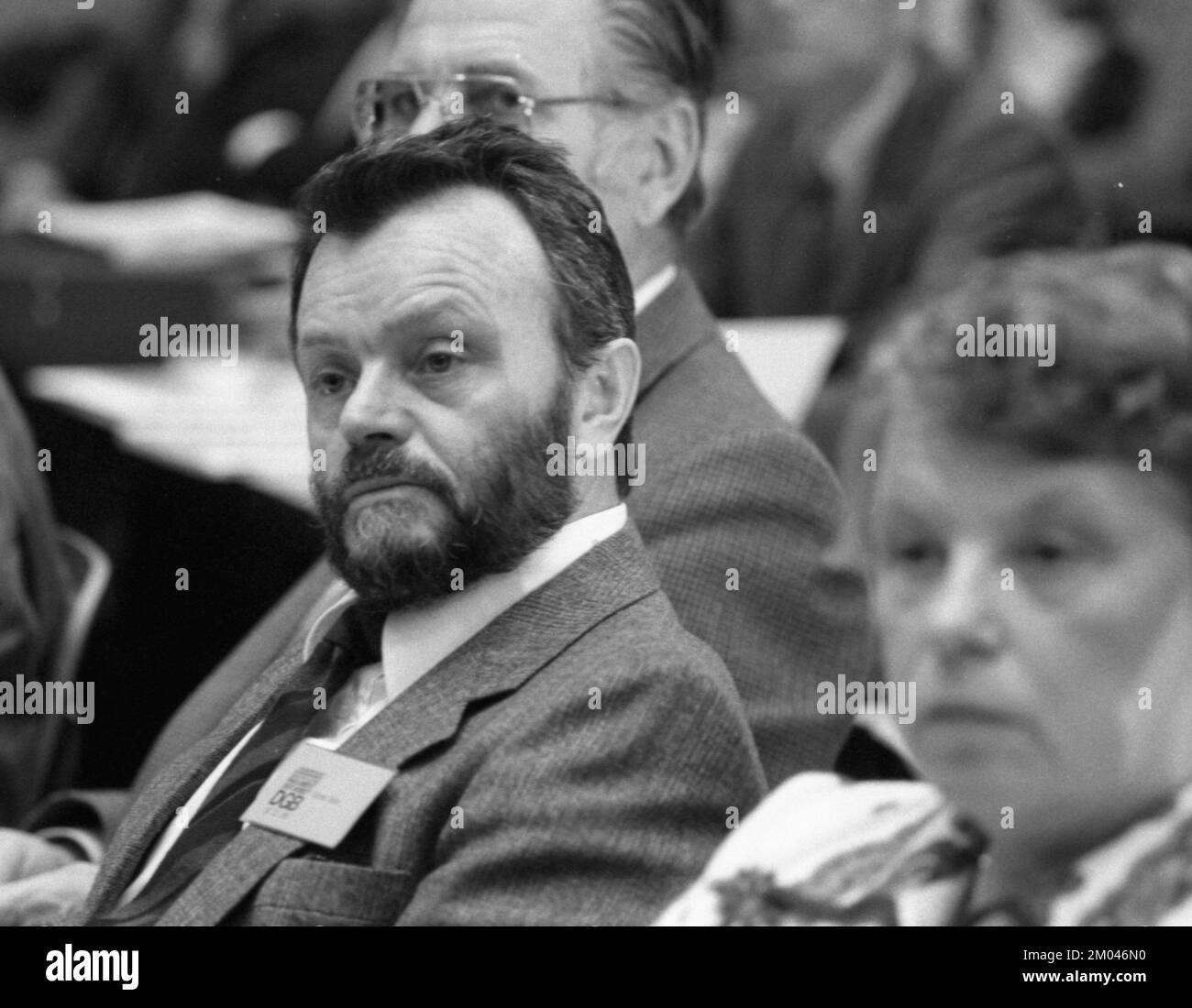 4.. Sonderkongress des Deutschen Gewerkschaftsbunds (DGB) am 12.03.1981 in Düsseldorf. Georg Benz (IGM), Deutschland, Europa Stockfoto