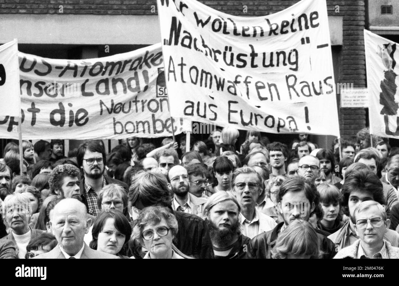 DGB-Rallye zum Anti-Krieg-Tag im August 1981, Deutschland, Europa Stockfoto