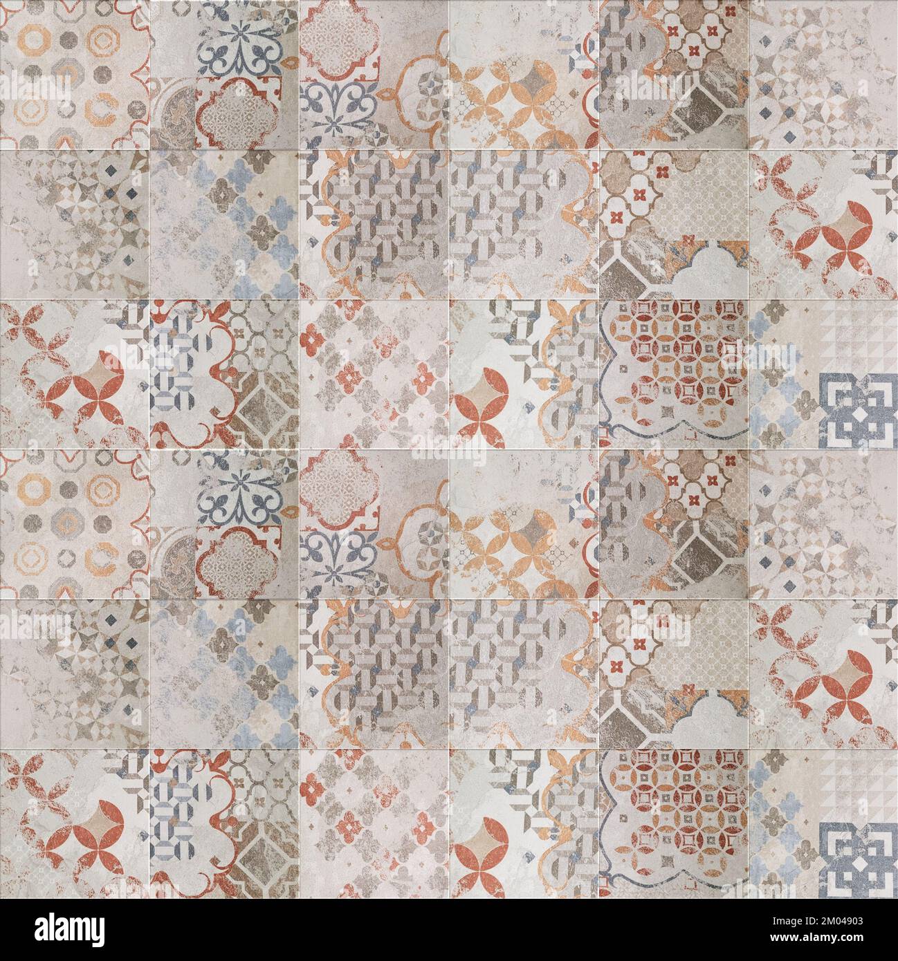 Talavera-Muster. Indianisches Flickwerk. Asulejos portugal. Türkische Ornamente. Marokkanischer Mosaikhintergrund. Stockfoto