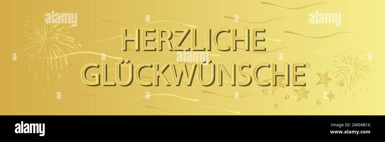 HERZLICHE GLÜCKWÜNSCHE deutscher GLÜCKWUNSCH Wunschstil mit goldenem Buchstaben Vektorabbildung. Glückwunsch deutsche Begrüßung Stock Vektor