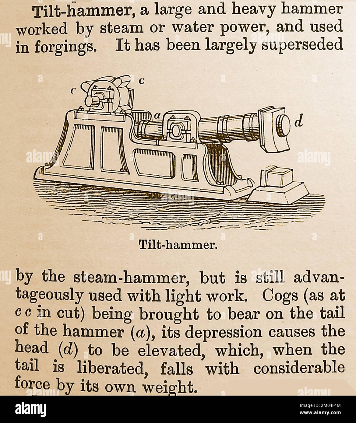 Ein Wörterbuch des 19.. Jahrhunderts, das einen KIPPHAMMER beschreibt Stockfoto