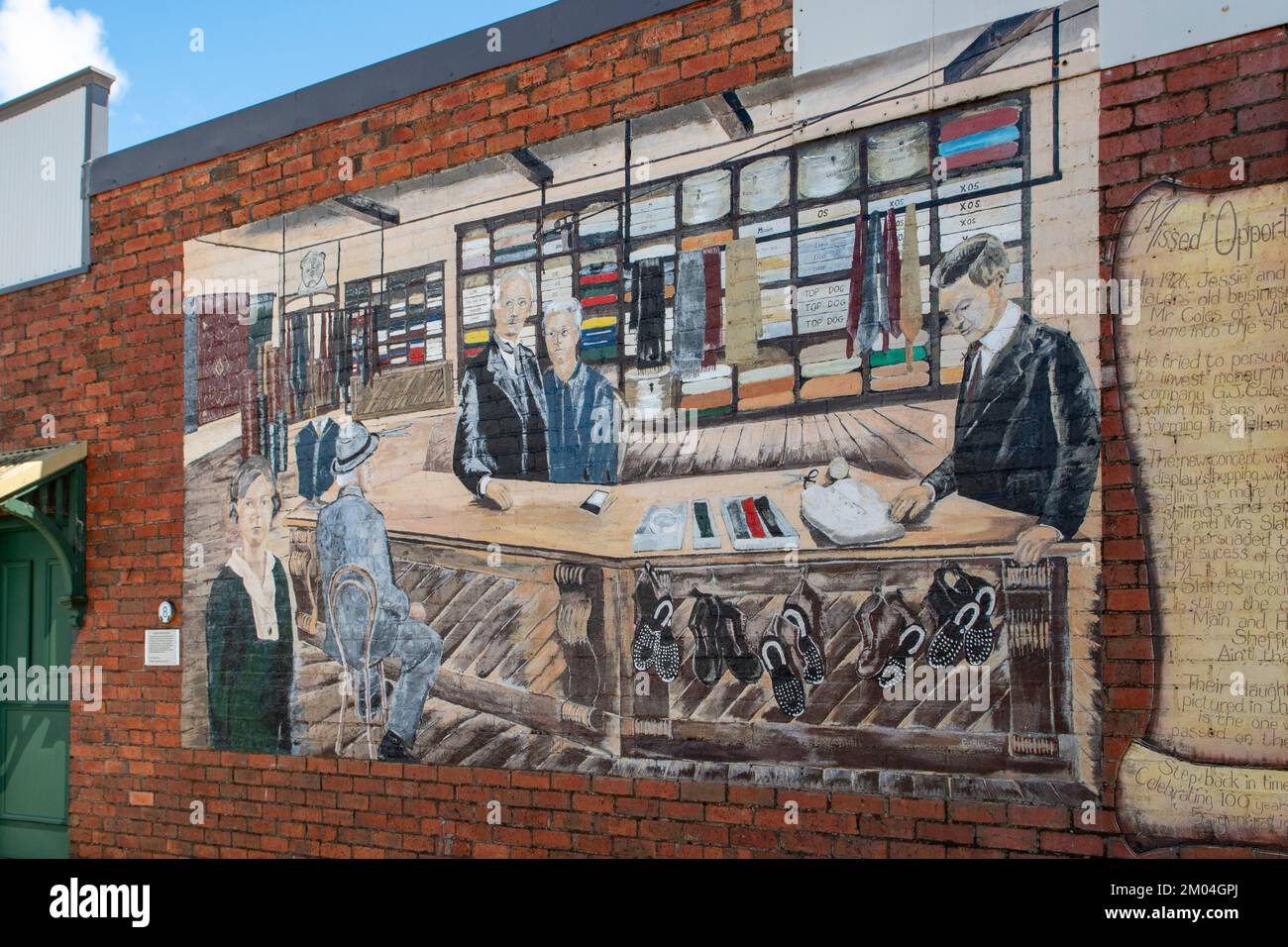 Herren Outfitters Street Art, Sheffield, Tasmanien, Australien Stockfoto