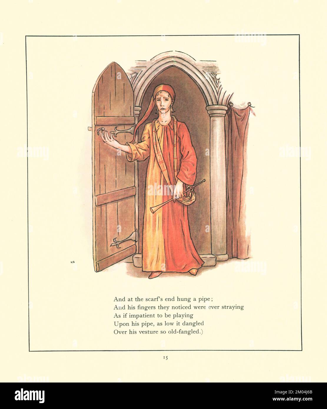 The Young Piper illustriert von KATE GREENAWAY (1846-1901) englischer Künstlerin und Schriftstellerin. For the Rattenfänger of Hamelin von Robert Browning, 1812-1889 Veröffentlicht von Warne 1910 Stockfoto