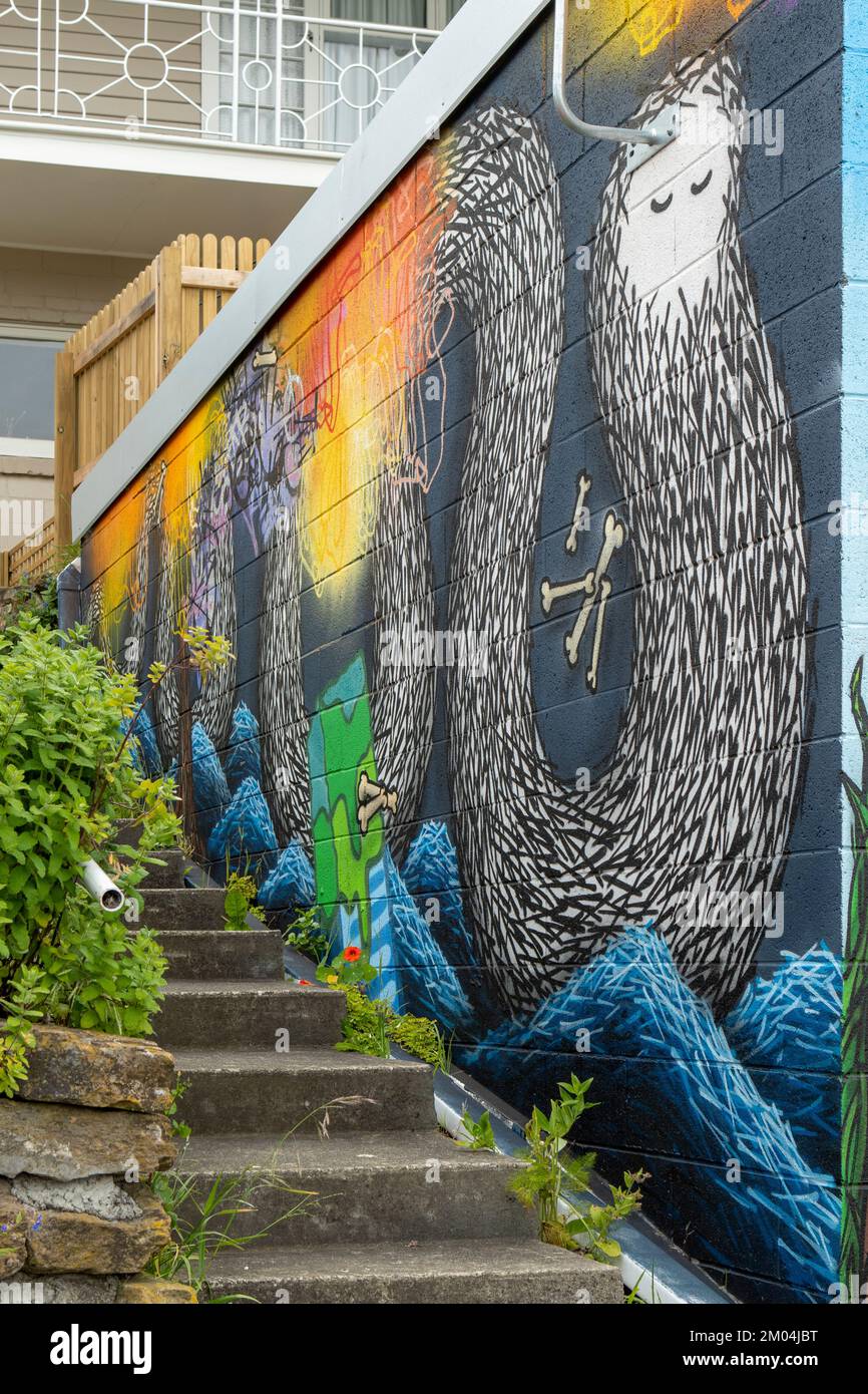 Street Art, Glebe, Tasmanien, Australien Stockfoto