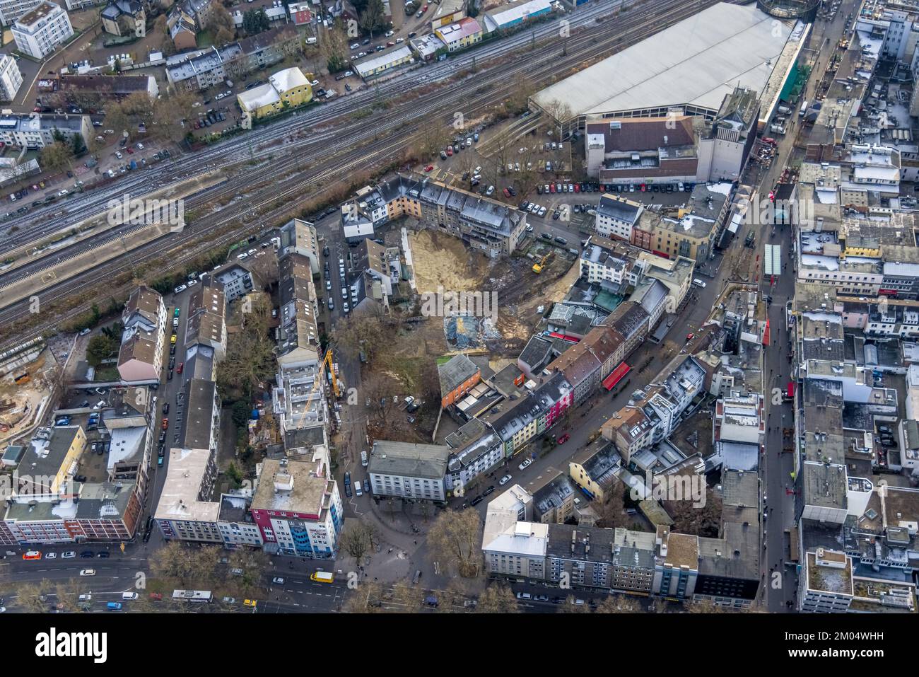 Luftaufnahme, Projekt Neustraße Kreuzstraße im Stadtteil Gleisdreieck in Bochum, Ruhrgebiet, Nordrhein-Westfalen, Deutschland Stockfoto