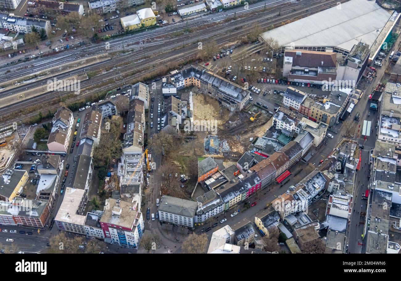 Luftaufnahme, Projekt Neustraße Kreuzstraße im Stadtteil Gleisdreieck in Bochum, Ruhrgebiet, Nordrhein-Westfalen, Deutschland Stockfoto