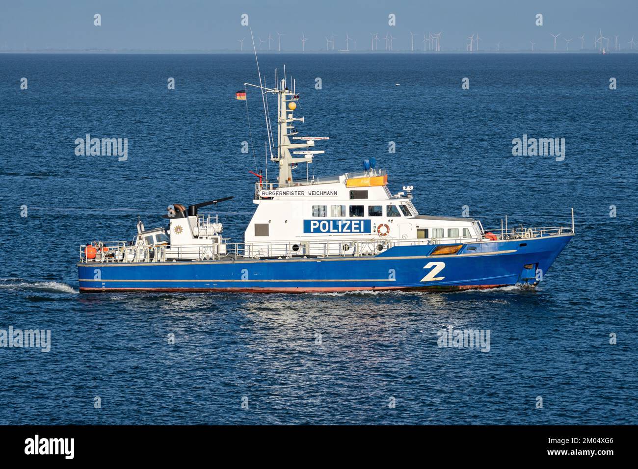 Hamburger Polizeipatrouillenboot BÜRGERMEISTER WEICHMANN auf der Elbe Stockfoto
