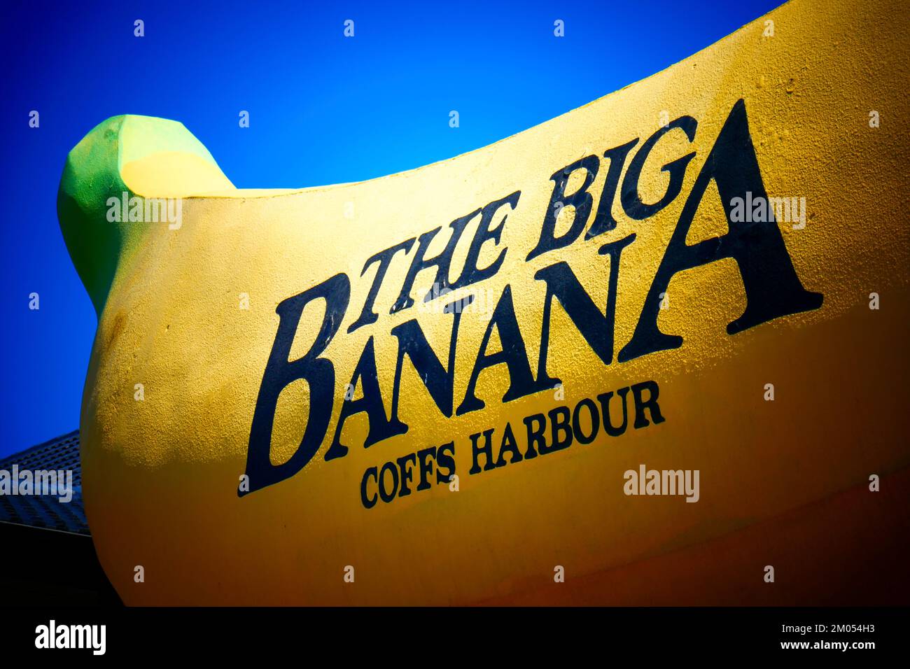 Das Schild „Big Banana“ in Coffs Harbour, Australien Stockfoto