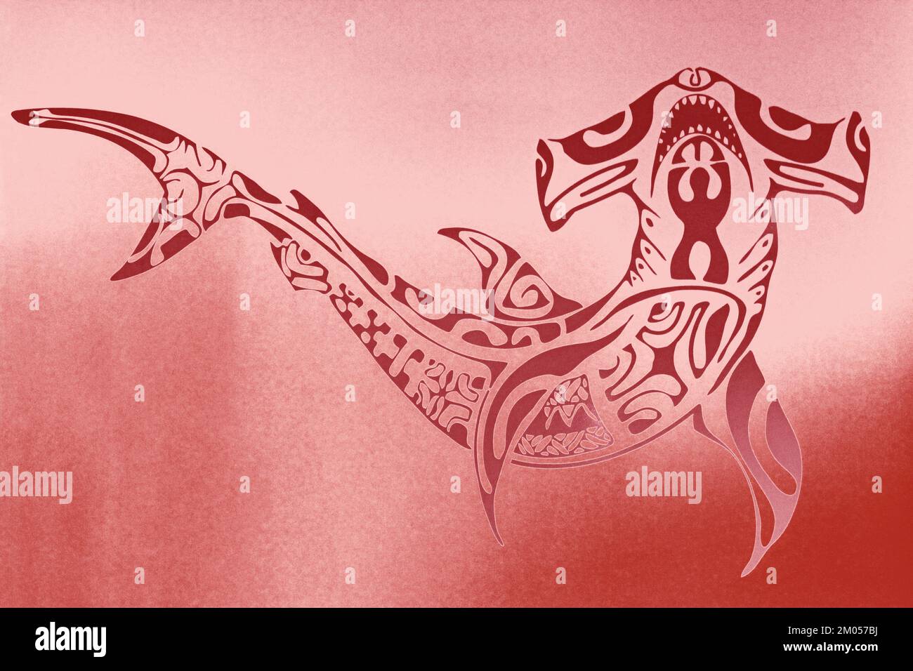 Haida Art Style Hammerhead Shark Stockfoto