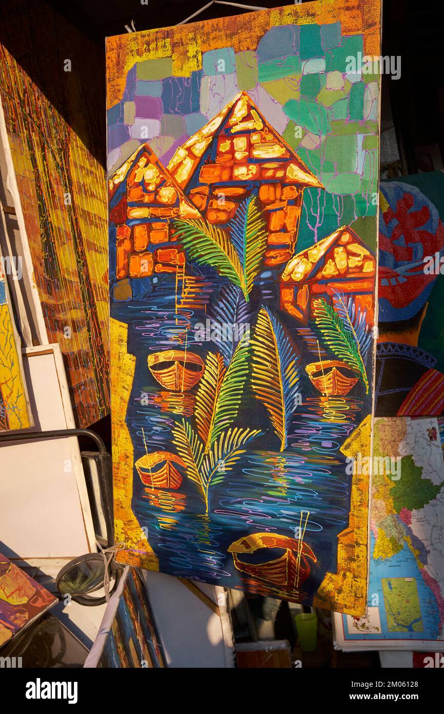 Kunsthandwerk im Central Market Yangon Myanmar Stockfoto