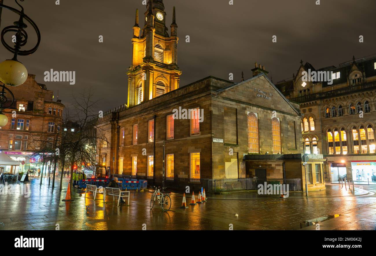 St. George's Tron, Gemeindekirche, Nelson Mandela Place, Glasgow, Schottland. Dieses Bild wurde 1808 eröffnet und im Dezember 2022 aufgenommen. Stockfoto