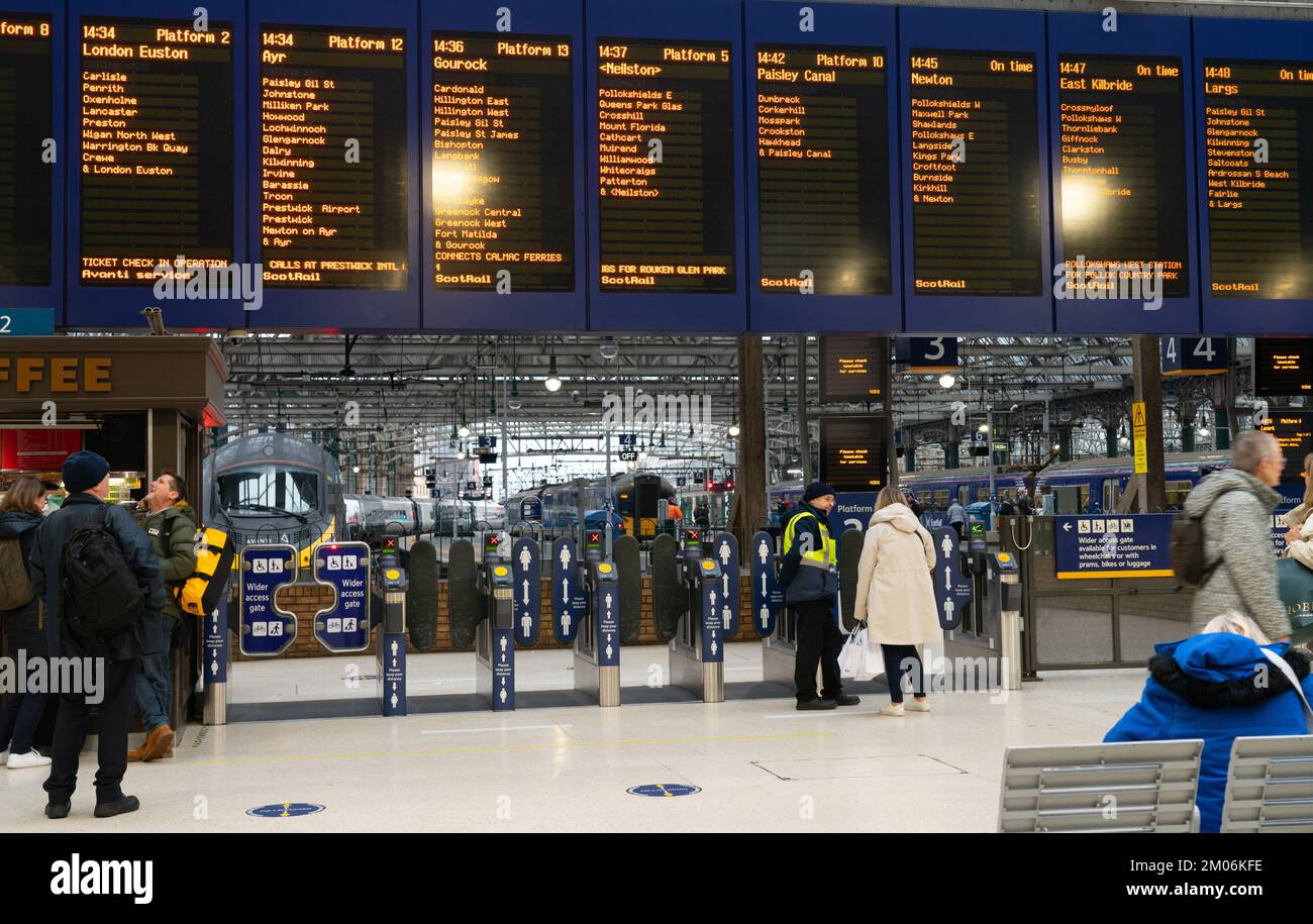 Hauptbahnhof, Glasgow, Nordbahnhof der Westküsten-Hauptlinie. Bild aufgenommen im Dezember 2022. Stockfoto