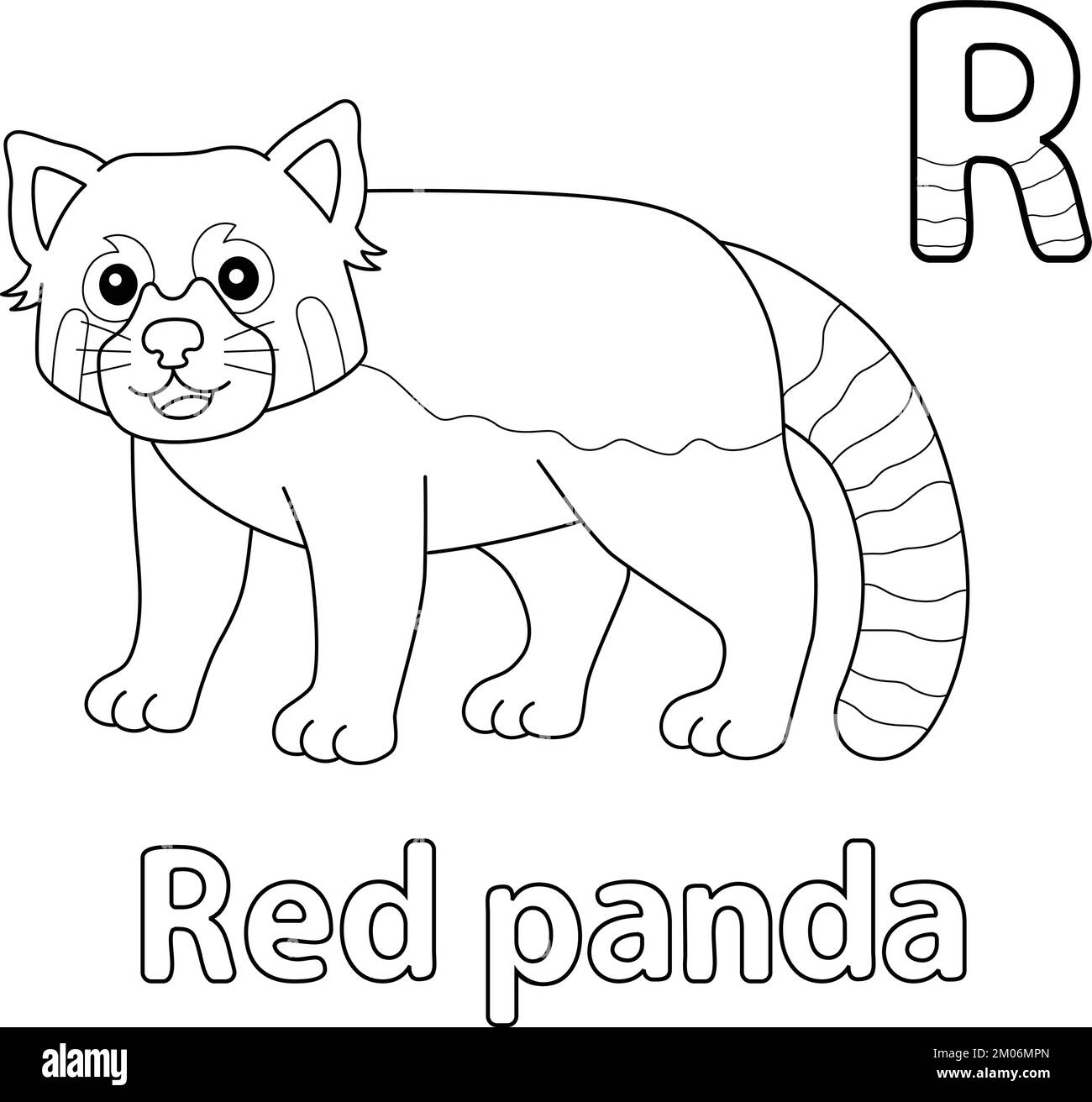 ABC-isolierte Farbgebung mit rotem Panda-Alphabet Seite R Stock Vektor