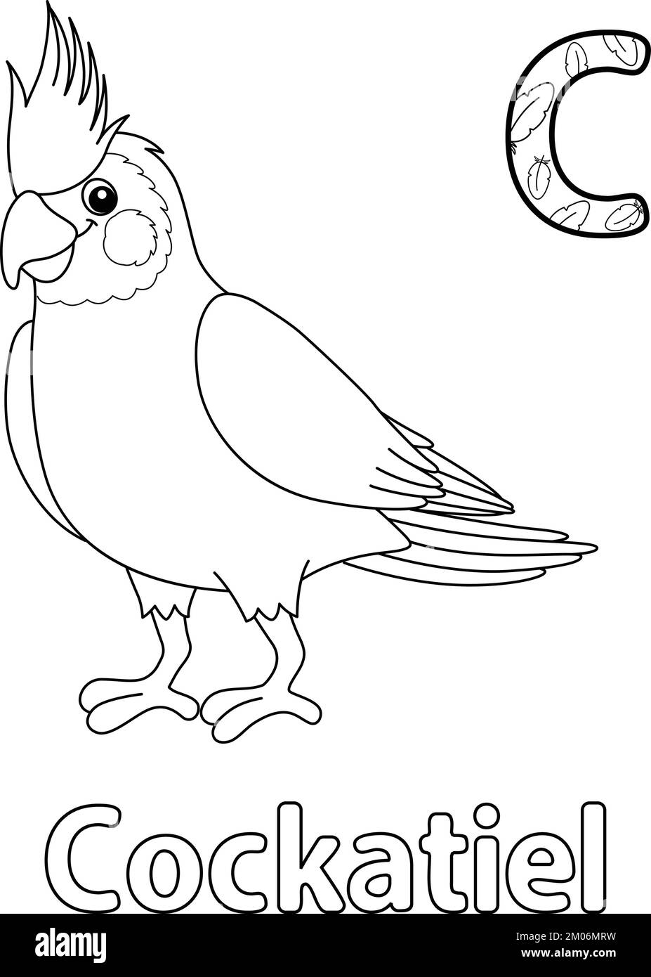 Cockatiel Animal Alphabet ABC Isolated Färbung C Stock Vektor