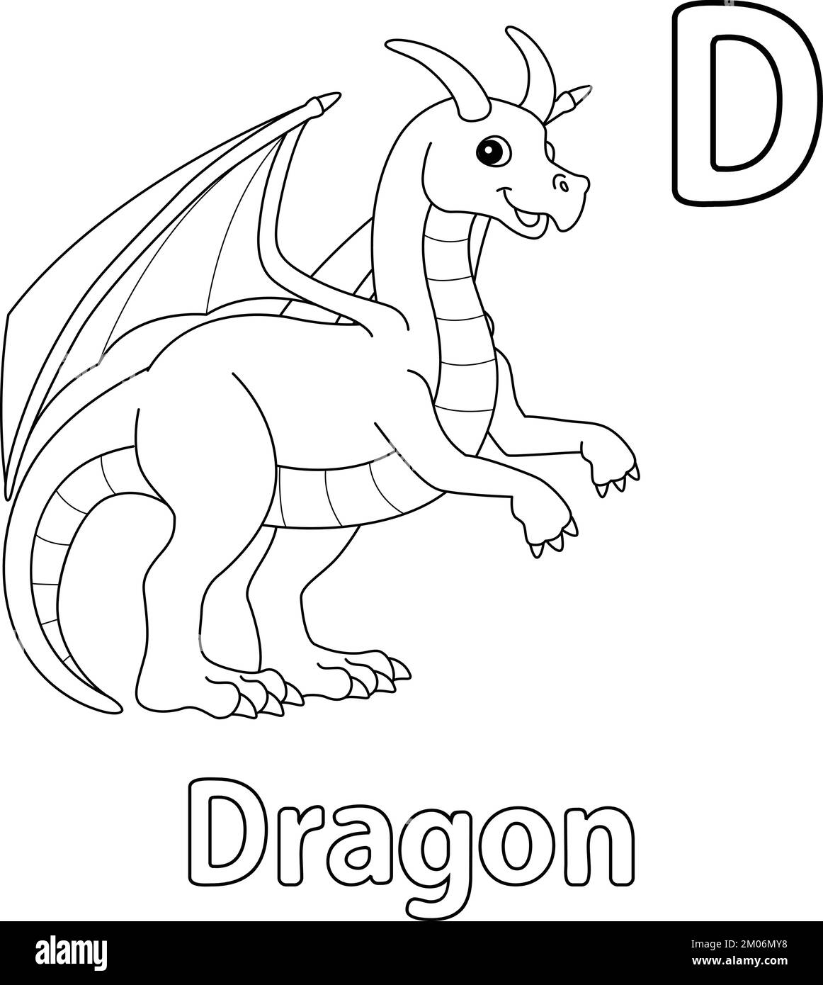 Dragon Animal Alphabet ABC isolierte Farbe D Stock Vektor