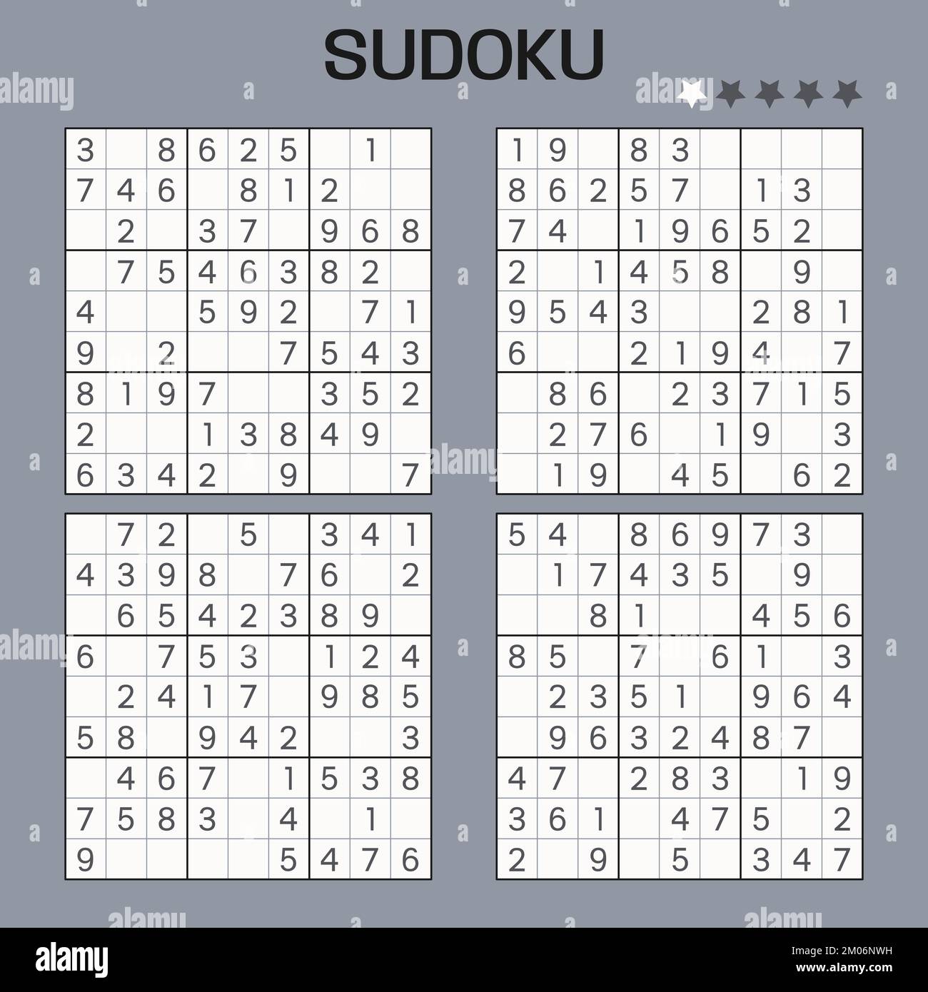 Satz von Vektor-Sudoku-Rätseln. Einfache Wasserwaage. Stock Vektor