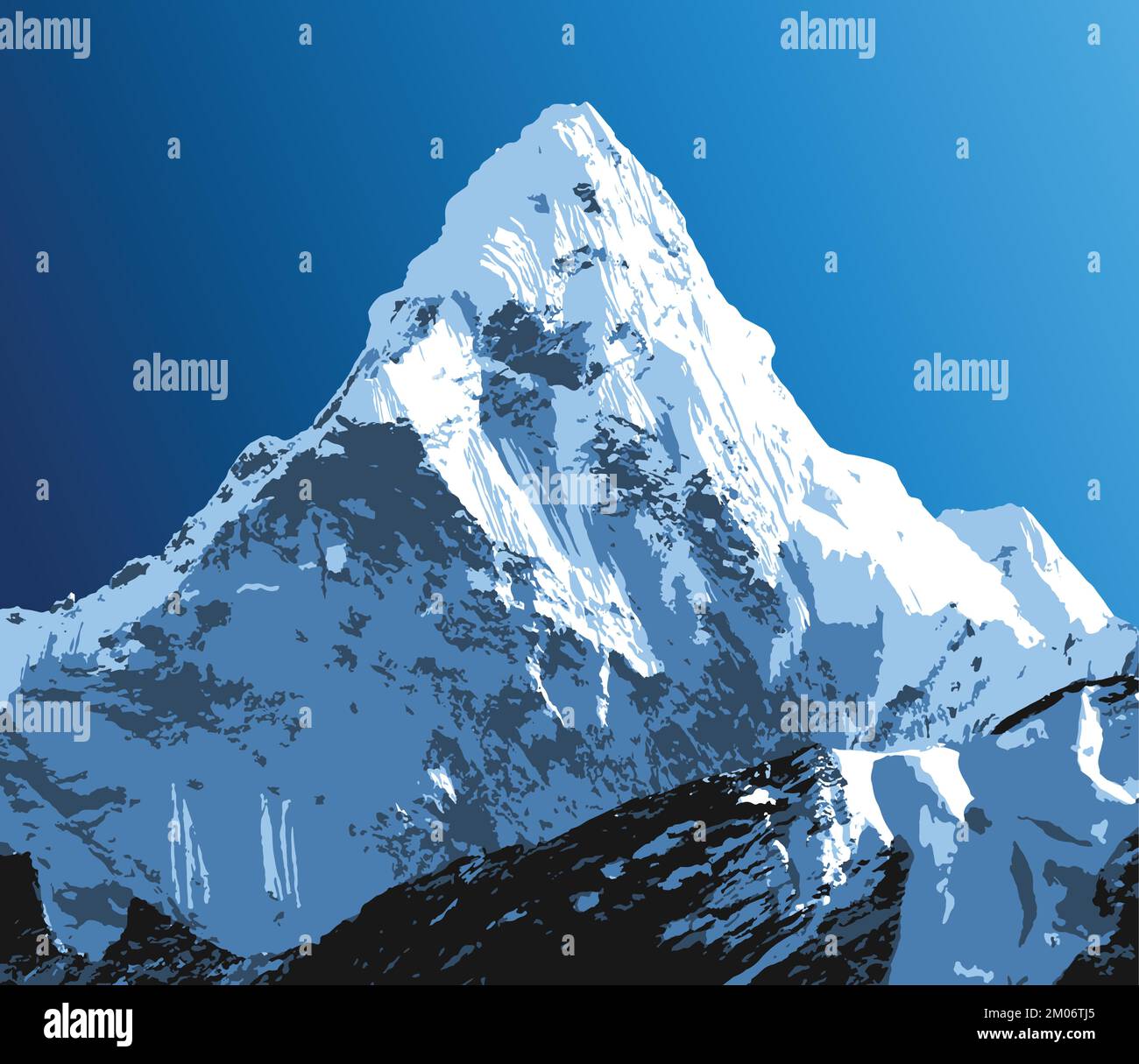 Der Vektor des Berges Ama Dablam veranschaulicht die Landschaft des himalaya-Gebirges Stock Vektor